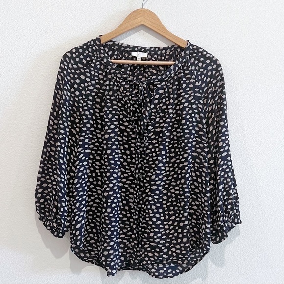 Joie Madera Split Neck 100% Silk Blouse Size M - Picture 1 of 12